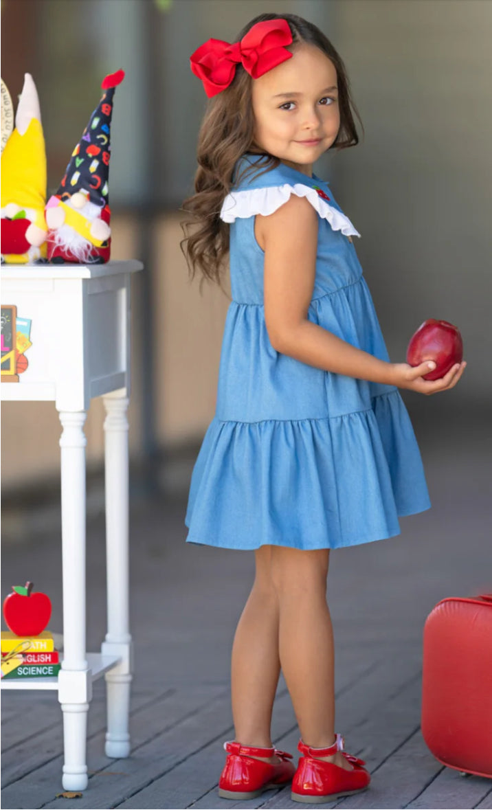 Ruffle Collar Denim Dress