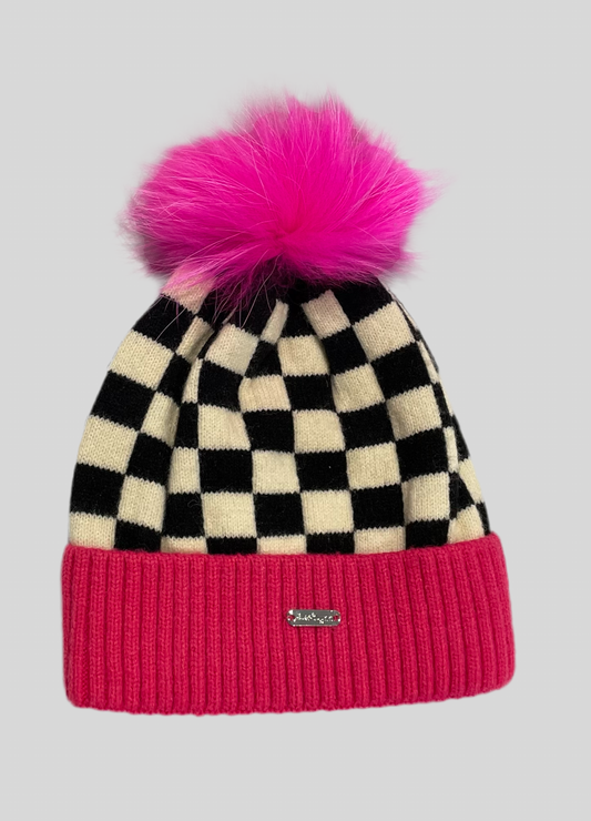 Checkered Winter Pom Hat