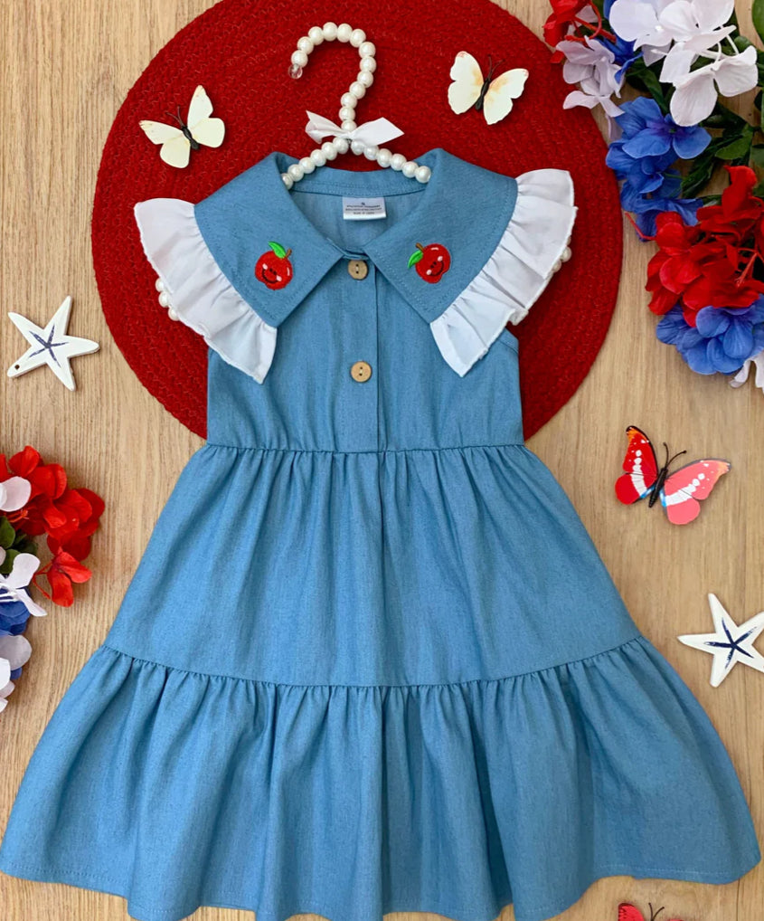 Ruffle Collar Denim Dress