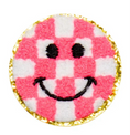 Load image into Gallery viewer, Becco Bags Checkered Smiley Face Patch (Hot Pink) 
