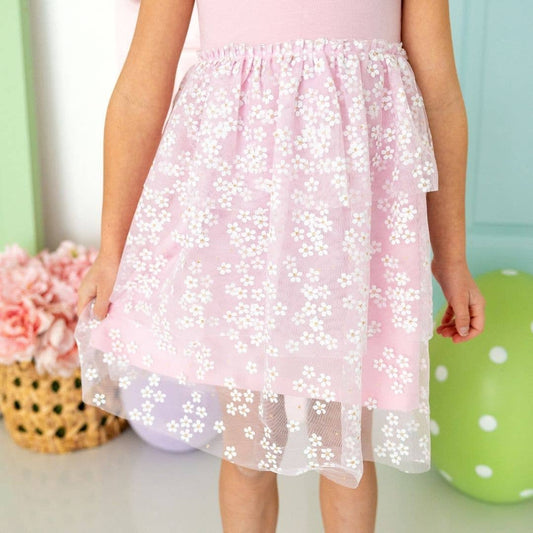 Sweet Wink Pink Ditsy Daisy Easter Tiered Short Sleeve Tutu Dress -Kids Details