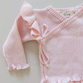 Load image into Gallery viewer, Petite + Co. Ribbed Ruffle Kimono Set | Pink Close Up
