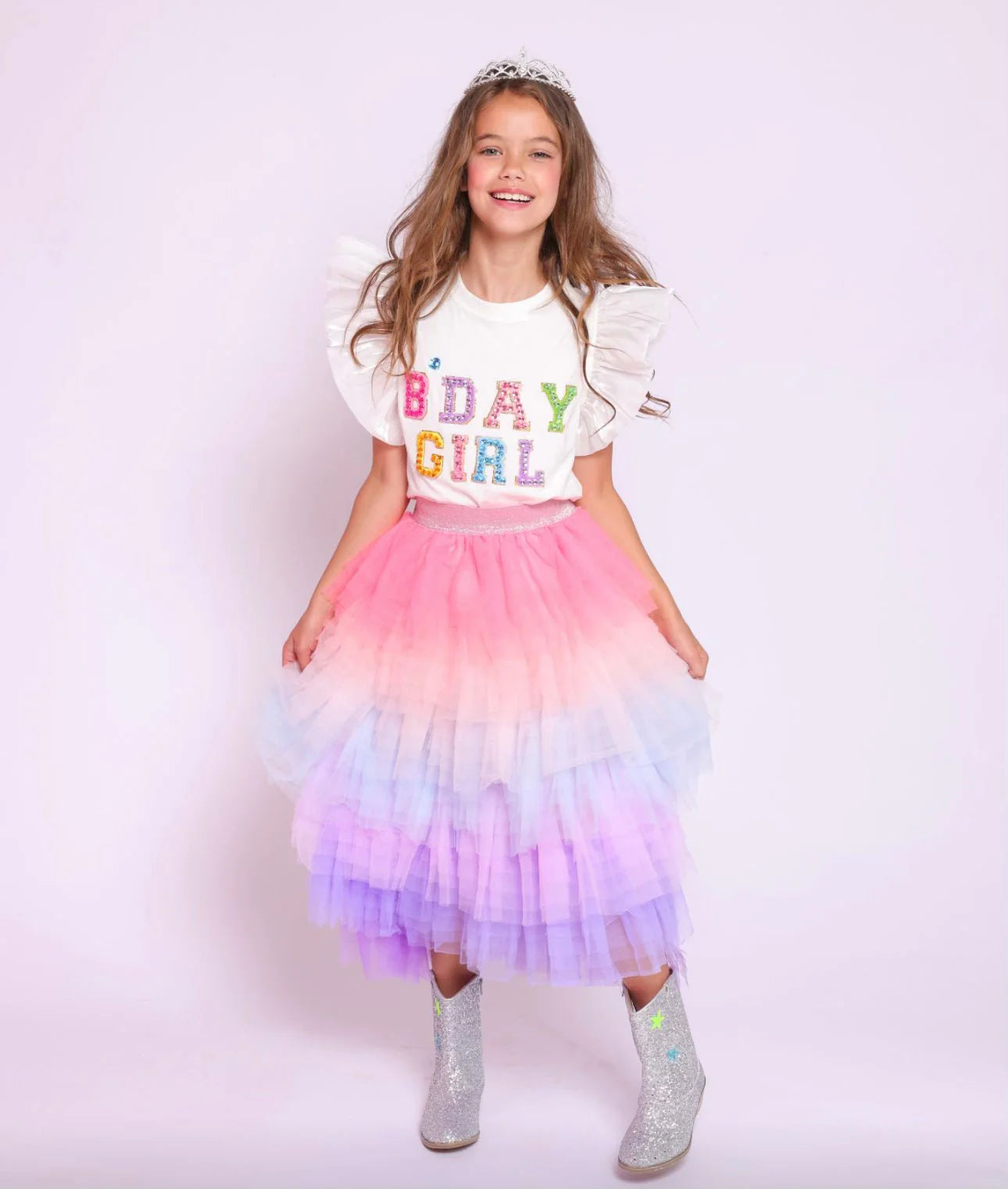 Birthday Girl Gem Ruffle Shirt