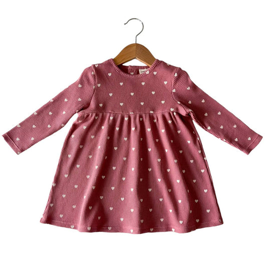 SpearmintLOVE Organic Waffle Simple Dress, Mauve Heart