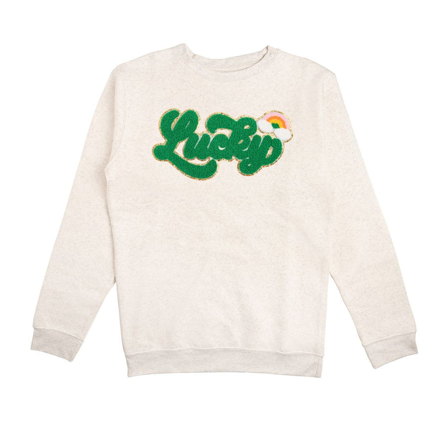 Sweet Wink Lucky Rainbow Patch St. Patrick's Day Adult Sweatshirt - Natural