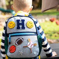 Load image into Gallery viewer, Model Using Becco Bags Small Becco Backpack - Kids Lux Navy/Hunter
