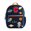 Load image into Gallery viewer, Becco Bags Small Becco Backpack - Kids Sport Navy/Citrus Front With Patches
