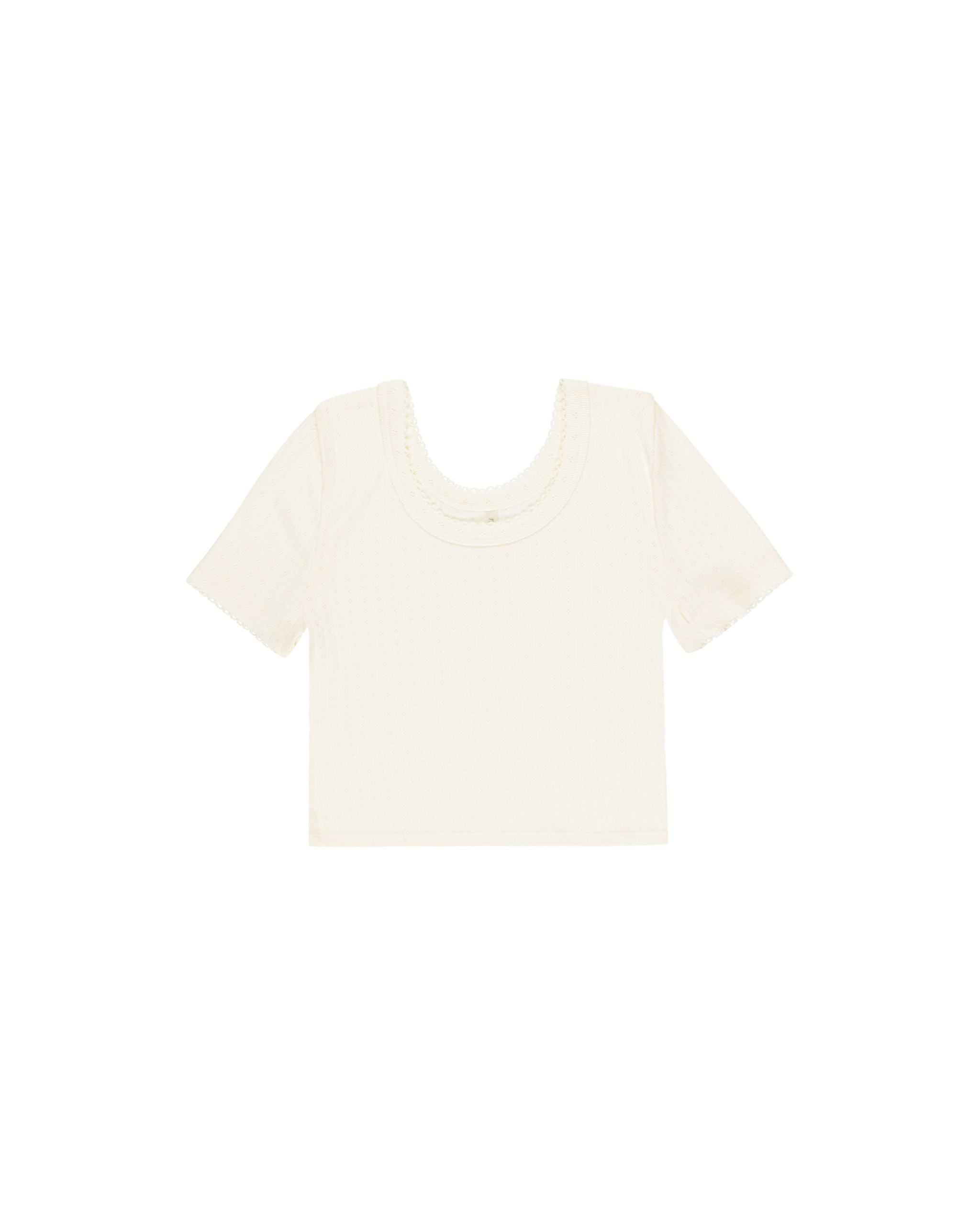 Rylee & Cru Pointelle Tee || Ivory