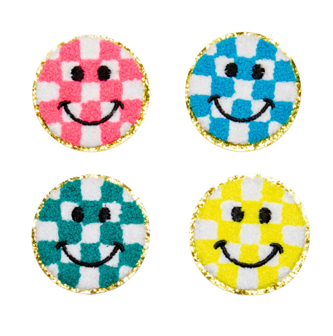 Becco Bags Checkered Smiley Face Patches (Assorted Colors) 