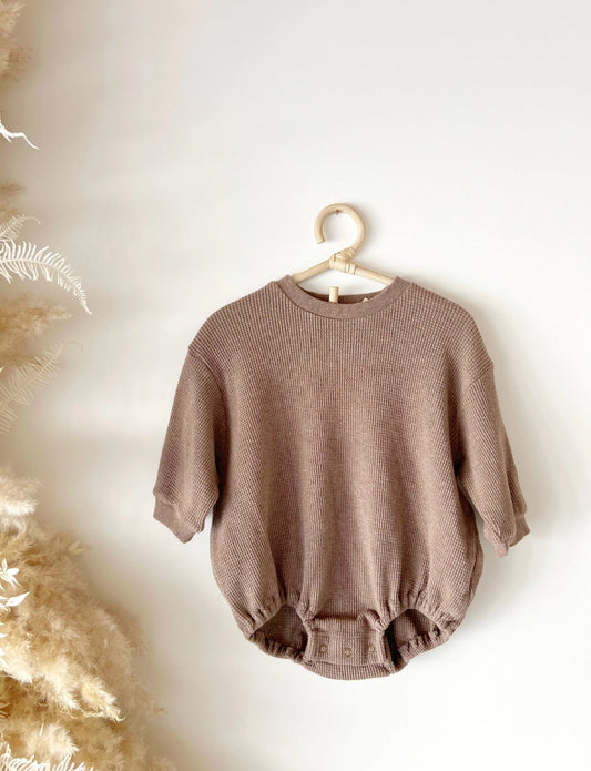 Warm Taupe Waffle Bubble Onesie