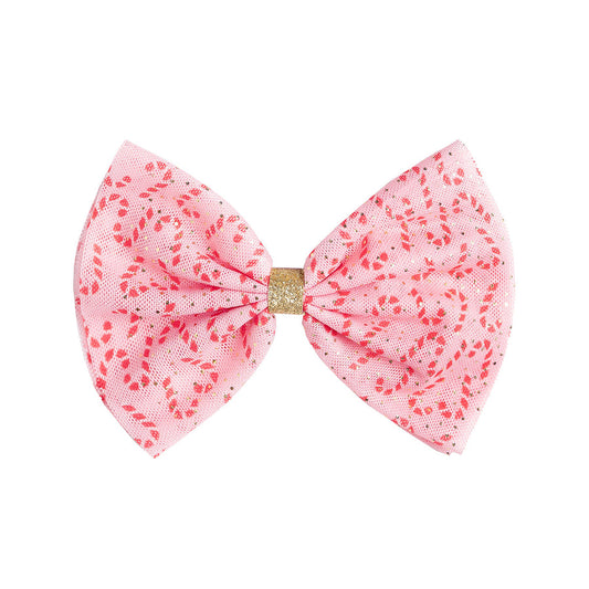 Candy Cane Christmas Tulle Bow Clip