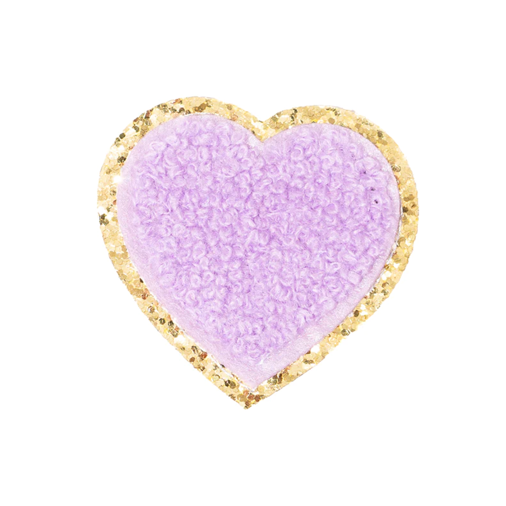 Becco Bags Chenille Sparkle Heart Patches (Set of 2) Lavender 