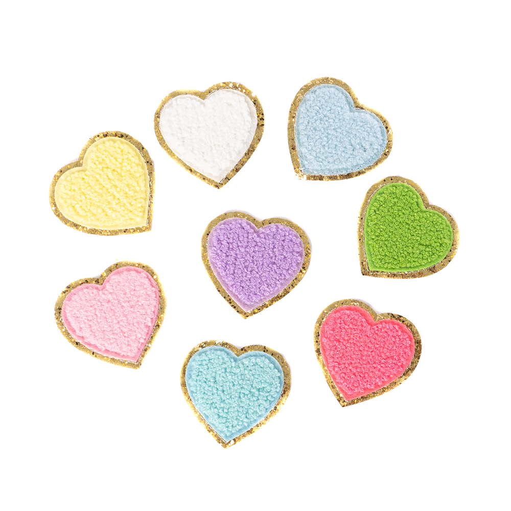 Becco Bags Chenille Sparkle Heart Patches (Set of 2)