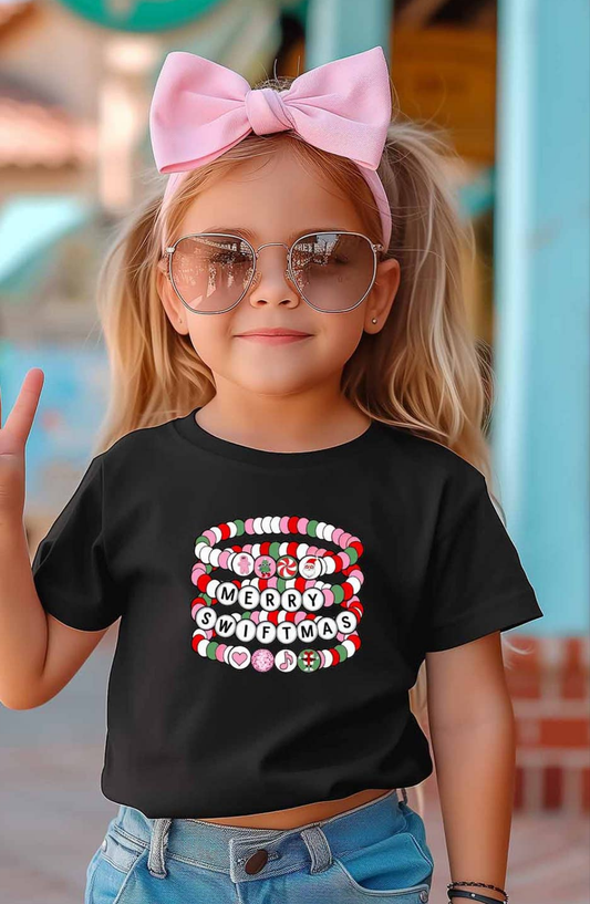 Khristee Taylor Merry Swiftmas Kids Graphic Tee Black