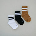 Load image into Gallery viewer, Olive and Scout Crew socks white stripe 3-pack flatlay
