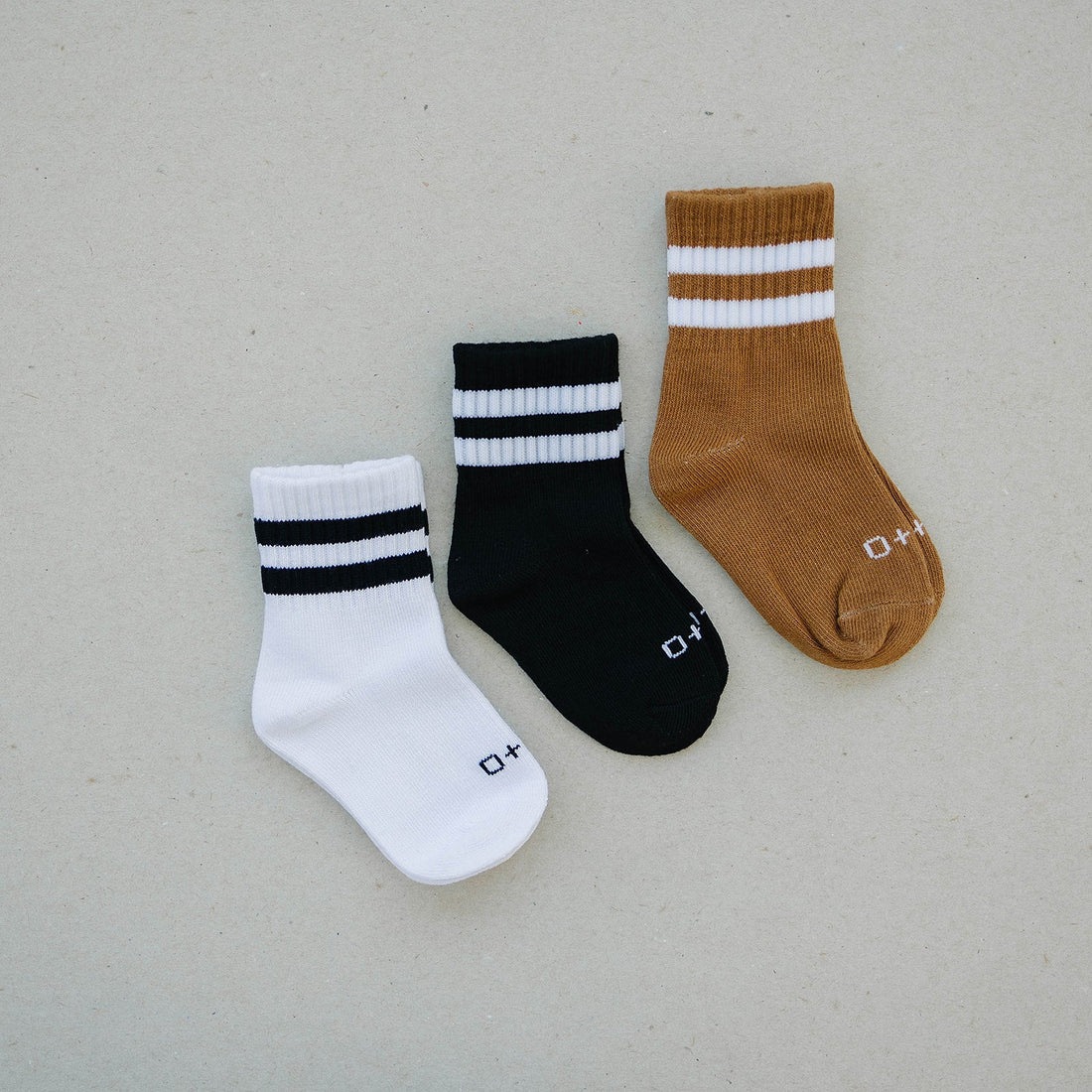 Olive and Scout Crew socks white stripe 3-pack flatlay