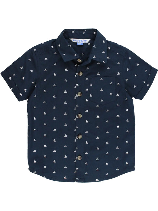 Navy Sailboats Button Down Shirt