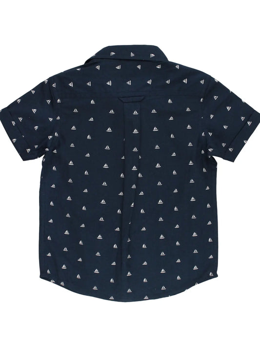 Navy Sailboats Button Down Shirt