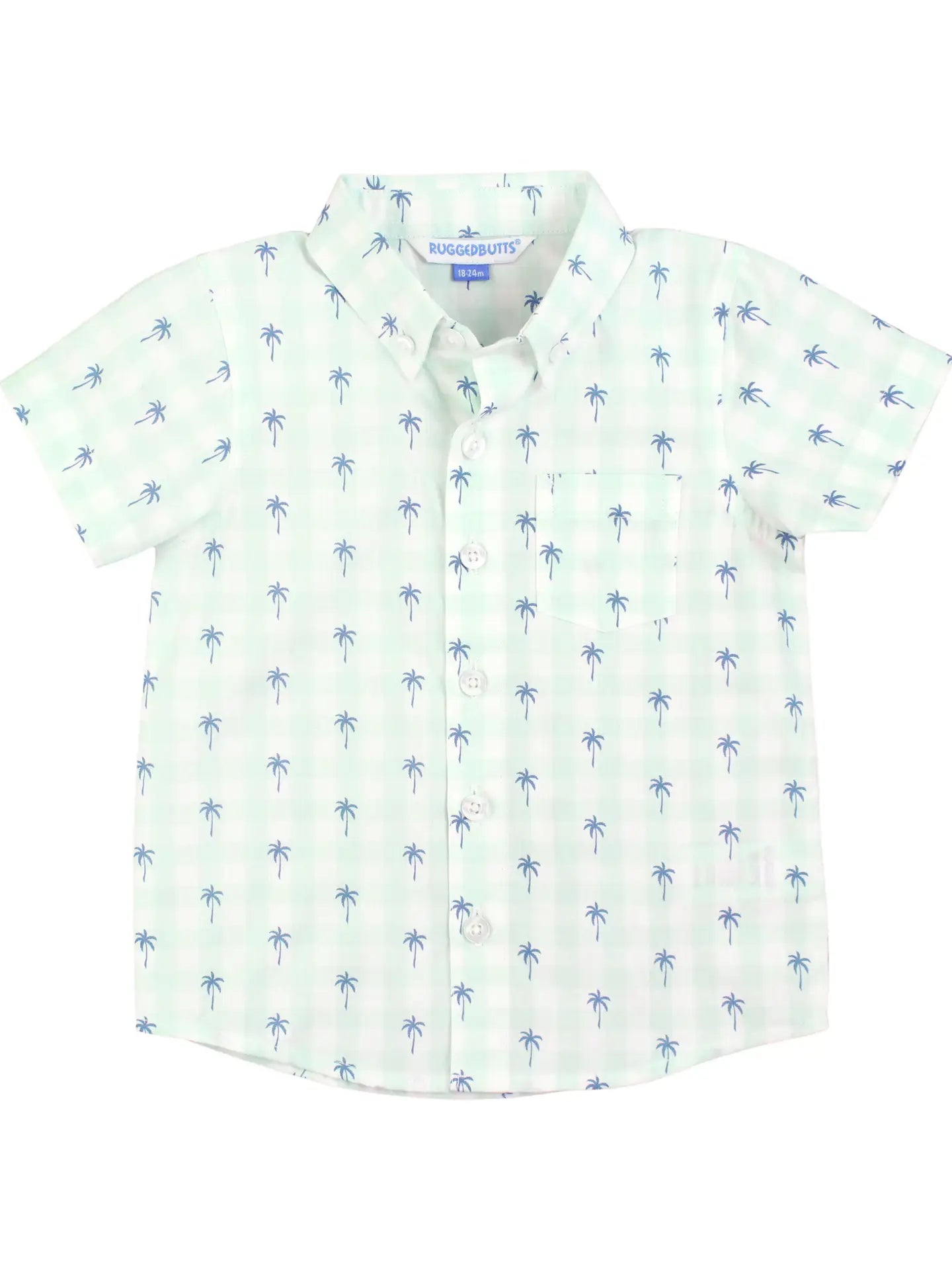 Palm Tree Gingham Button Down Shirt