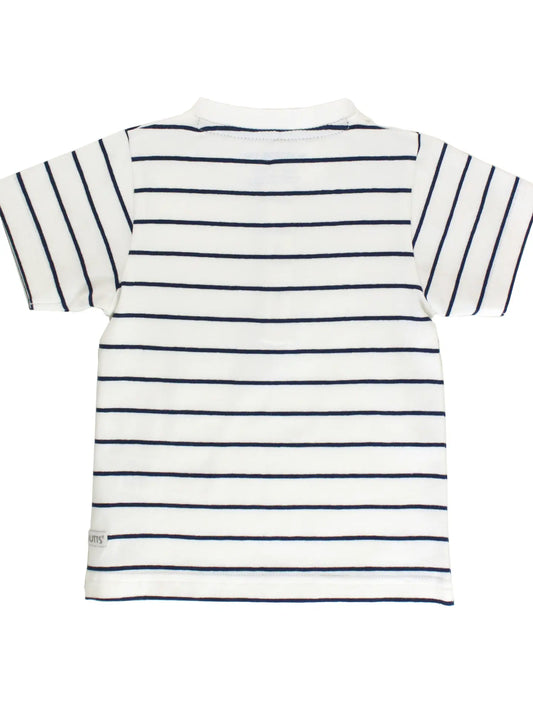 White & Navy Striped Henley