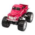 Load image into Gallery viewer, A red Chevy pickup monster truck toy shown from above.
