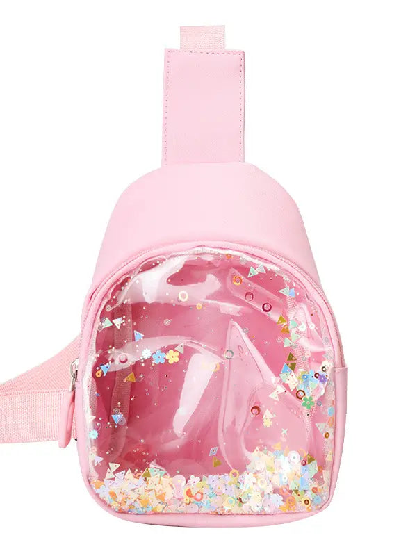 Pink Transparent Quicksand Crossbody