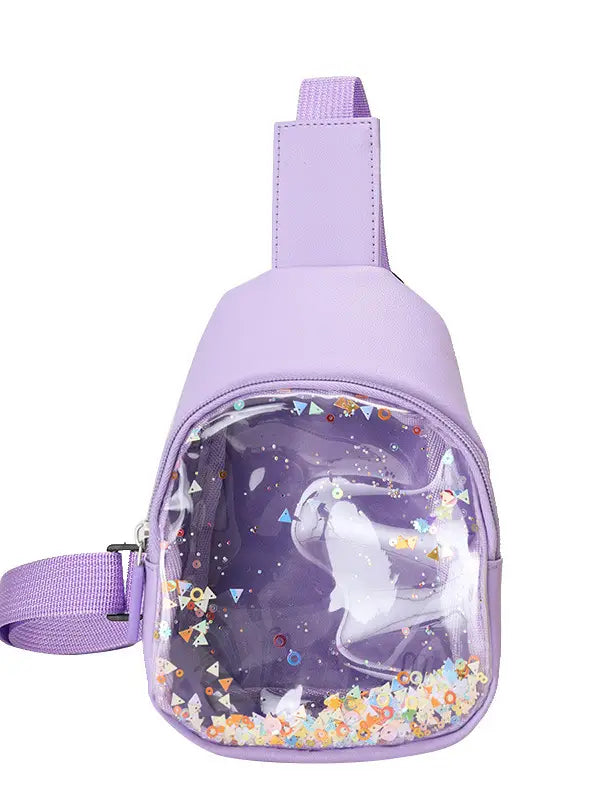 Purple Transparent Quicksand Crossbody