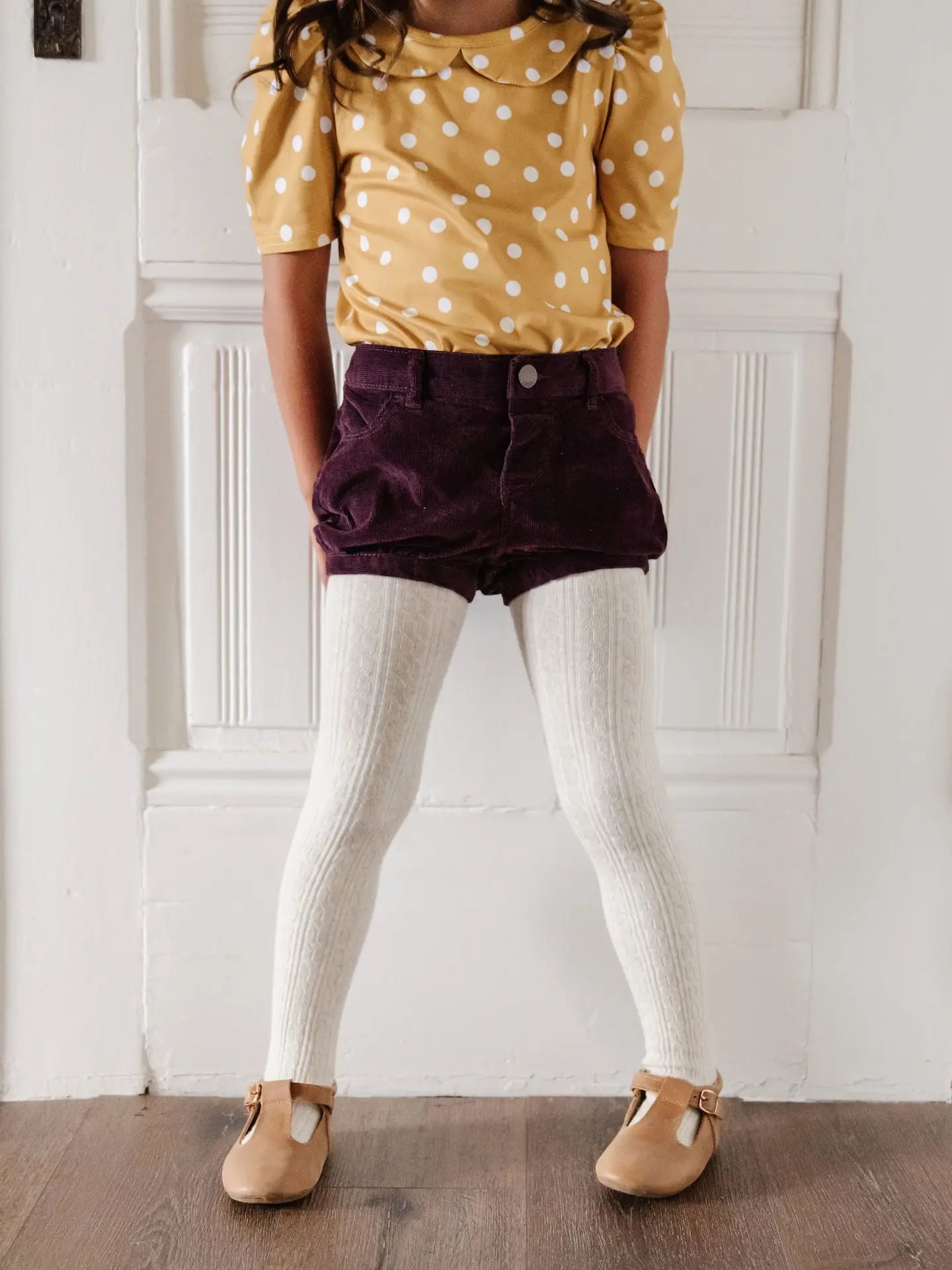 Heathered Ivory Cable Knit Tights