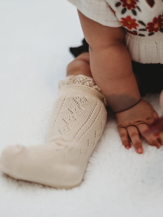 Fancy Lace Top Knee High Socks