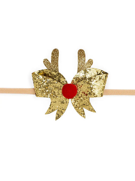 Glitter Reindeer Bow Headband