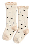 Load image into Gallery viewer, Vanilla Dot Lace Top Knee High Socks
