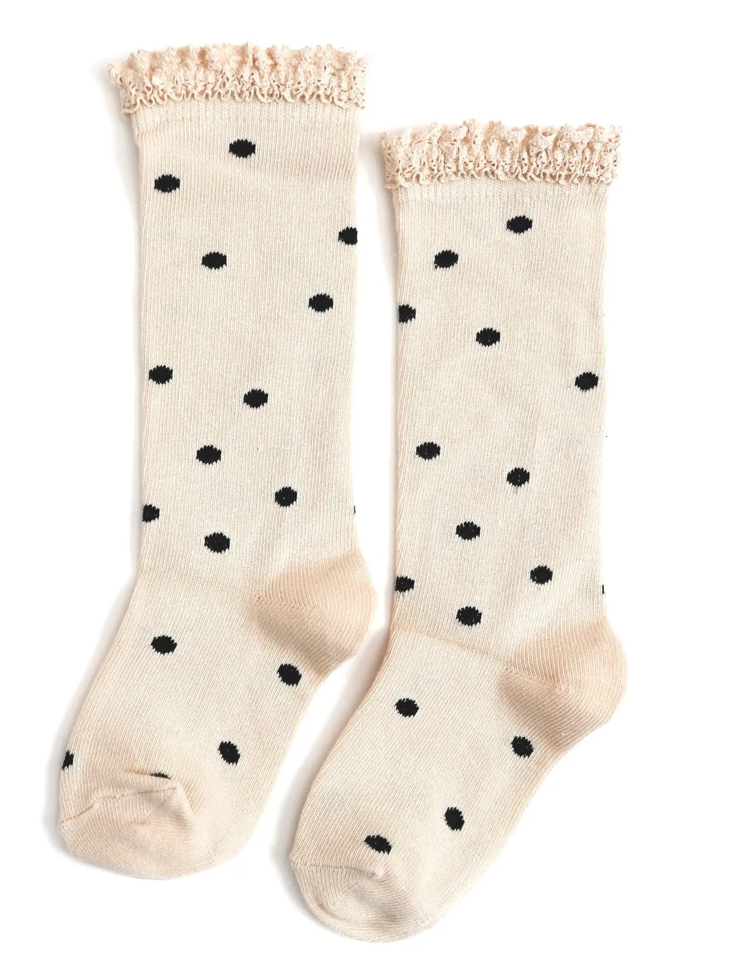 Vanilla Dot Lace Top Knee High Socks