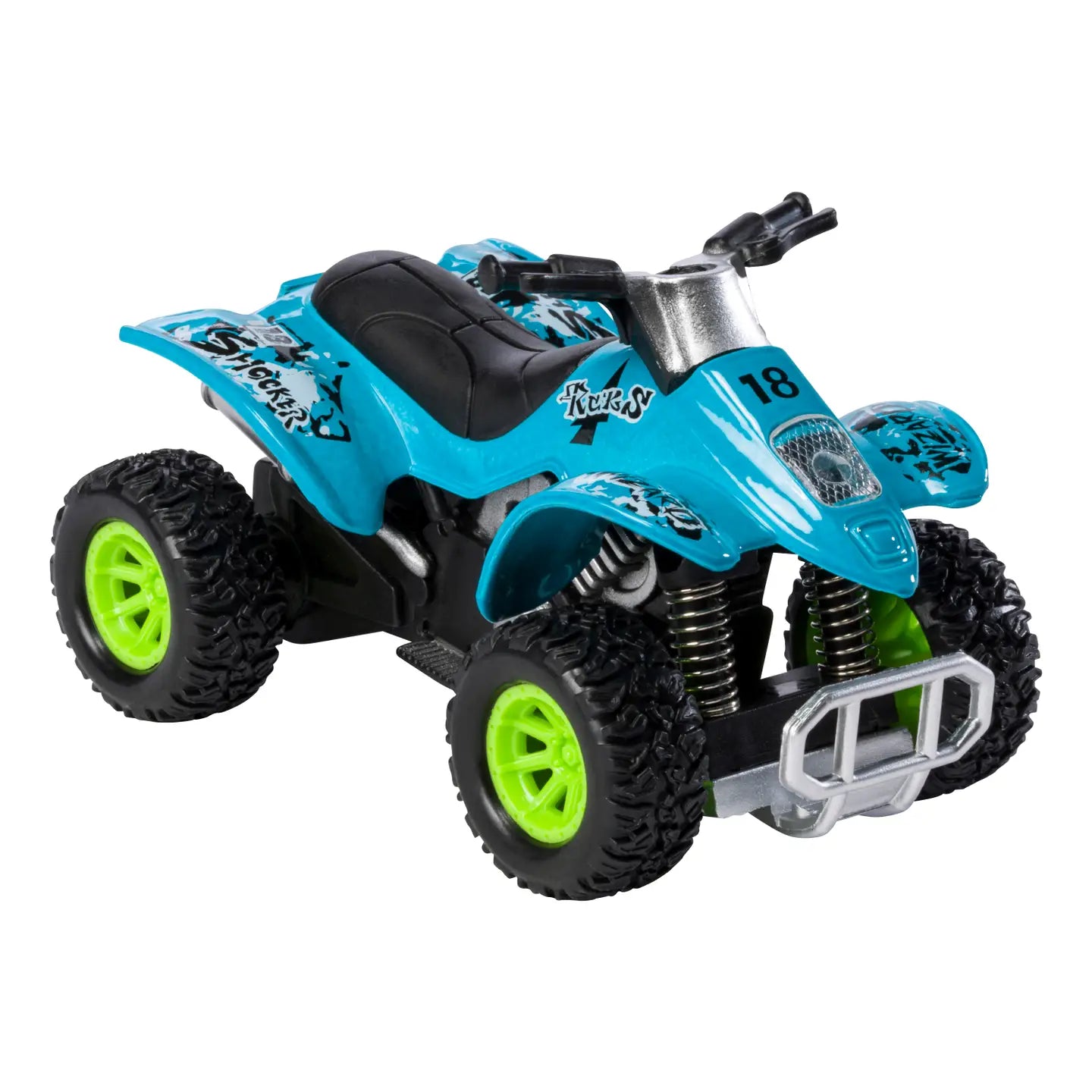 Smart ATV pull back toy light blue side angle view