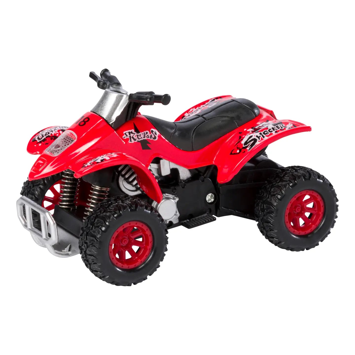 Smart ATV pull back toy red side angle view