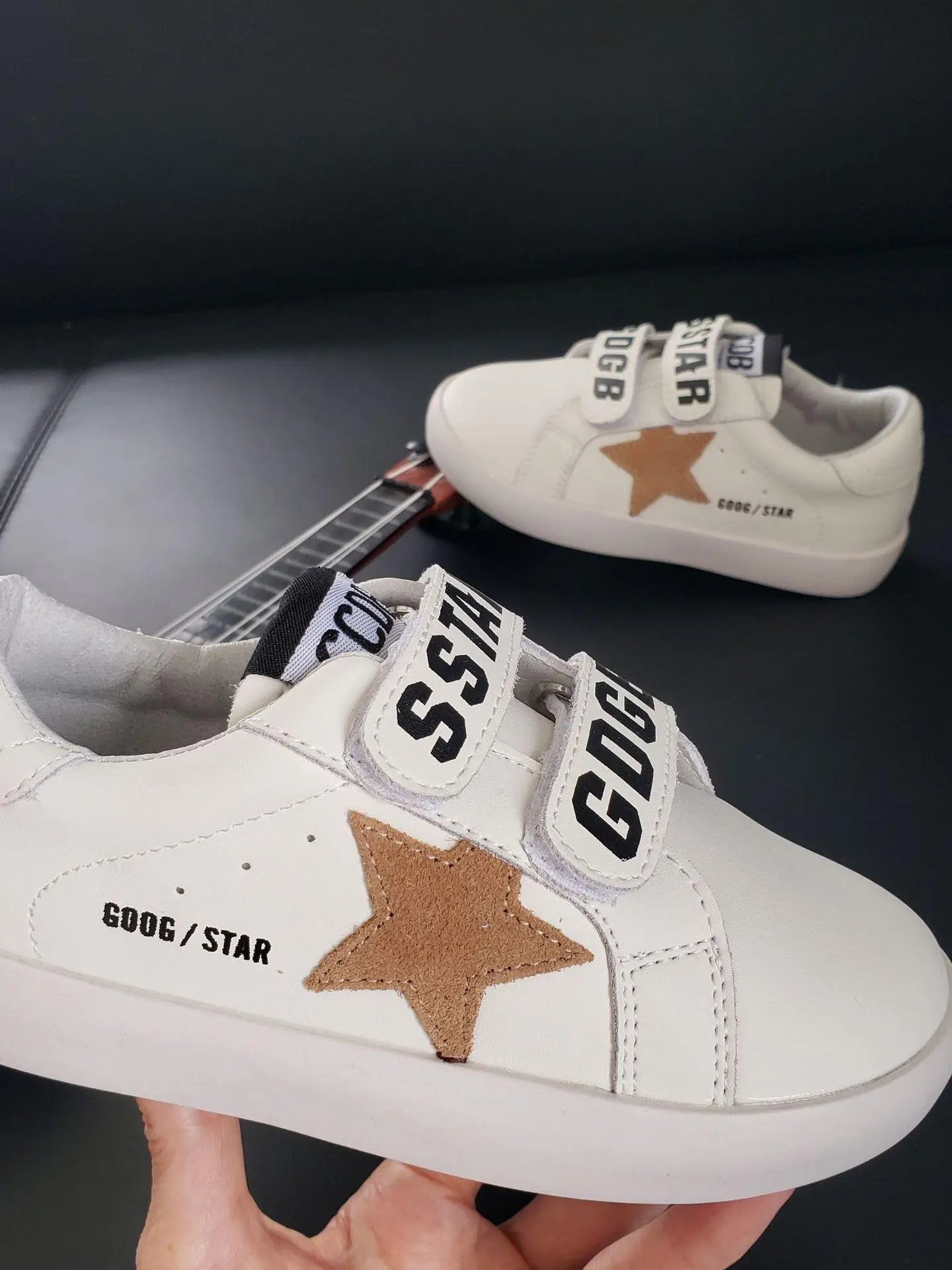 White Velcro Tan Star