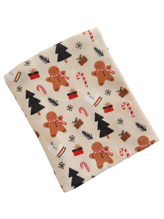 SpearmintLOVE Organic Cotton Waffle Swaddle, Gingerbread Wonderland Snow