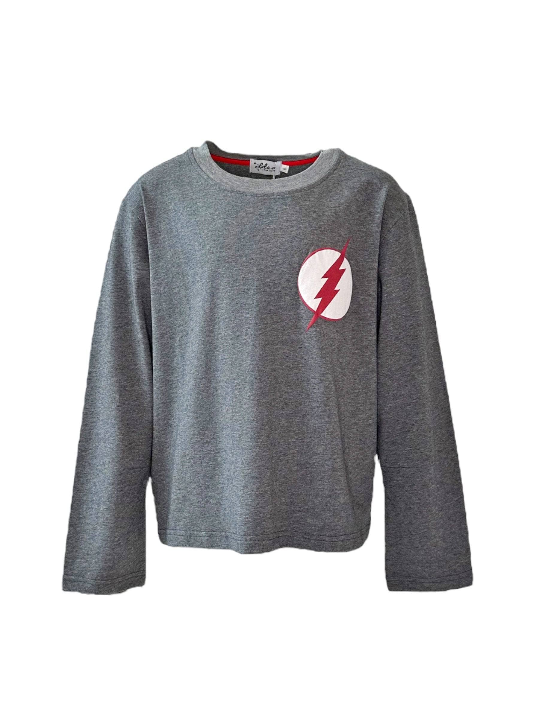 Lola and the boys FLASH™ ATHLETIC GREY LONG SLEEVE SHIRT front