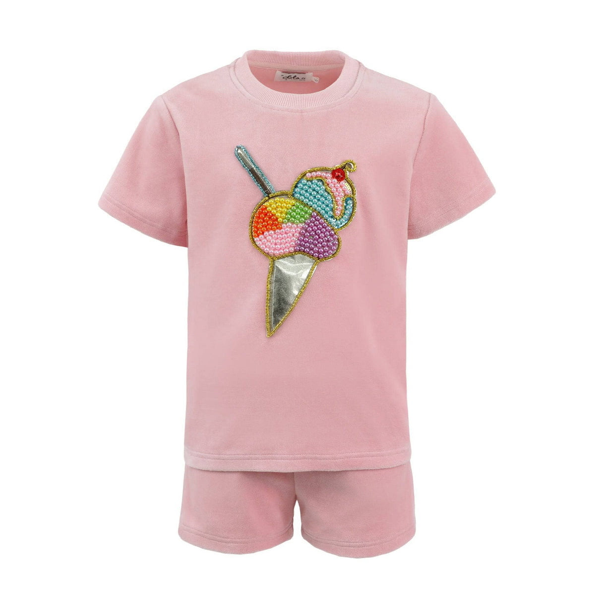 Lola and the Boys Velour Ice Cream Short Set