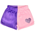 Load image into Gallery viewer, Iscream Vivid Violet & Rose Heart Color Block Plush Shorts Front
