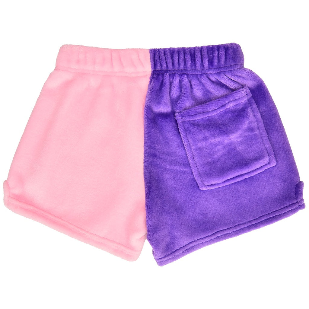 Iscream Vivid Violet & Rose Heart Color Block Plush Shorts Back