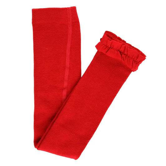 Rufflebutts + Ruggedbutts Girls Red Footless Ruffle Tights