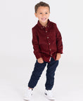 Load image into Gallery viewer, Boy wearing Rufflebutts + Ruggedbutts Boys Navy Chino Jogger Pant
