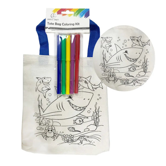 Angel’s Crafts Tote Bag Coloring Kit, 4 Options Available (Sharks)