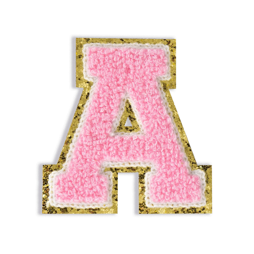 Becco Bags 3” Chenille Sparkle Letter Patches — Pink