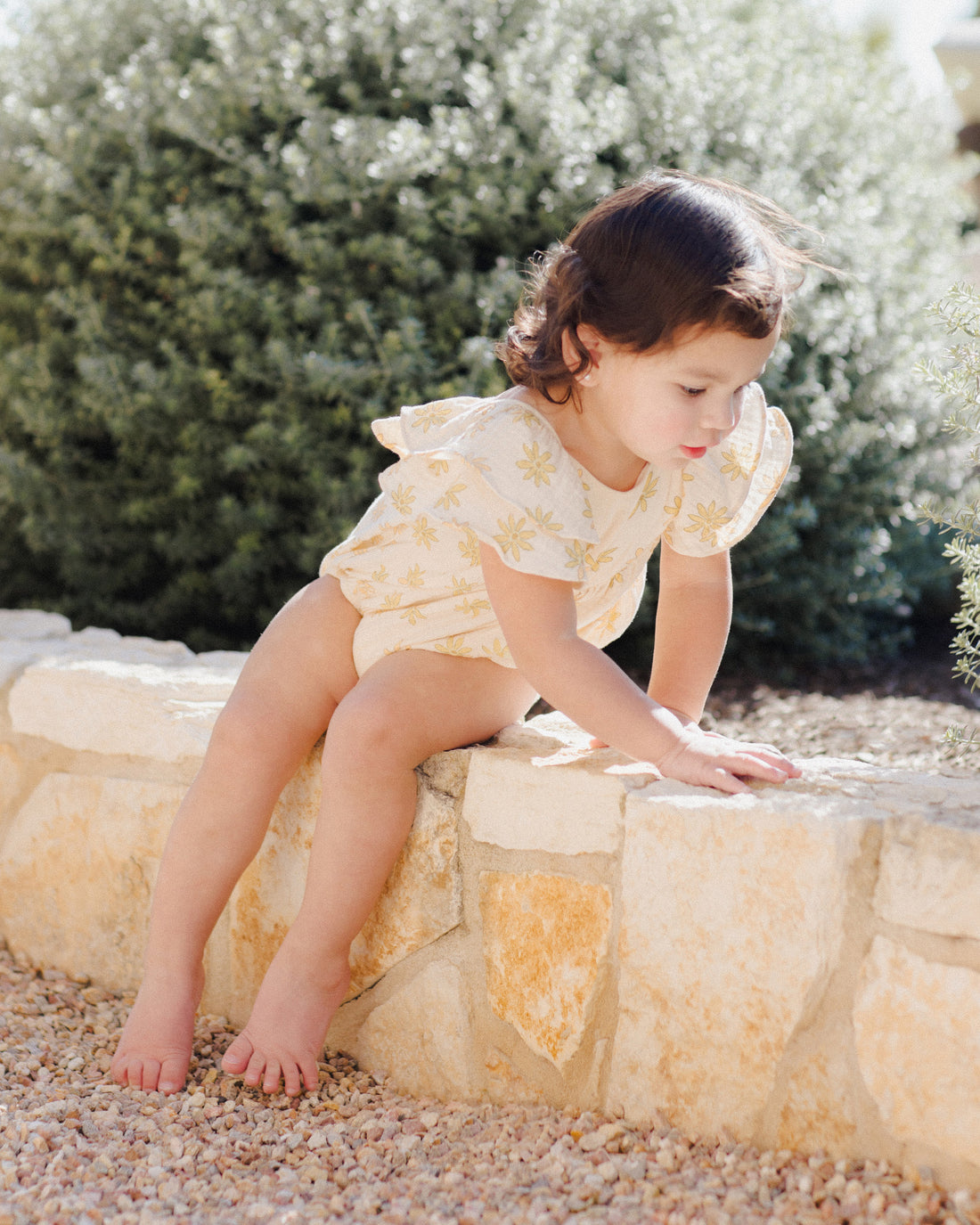 Model Wearing Rylee & Cru Roxy Romper || Daisies