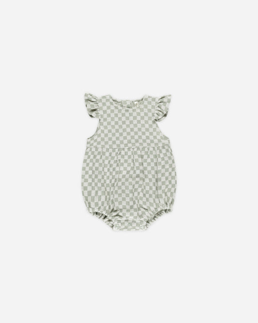 Rylee & Cru Amelia Romper || Sage Check Front