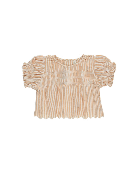 Rylee & Cru Colette Top || Grapefruit Stripe Front 