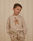 Load image into Gallery viewer, Young boy wearing Rylee + Cru long sleeve tee gingerbread 
