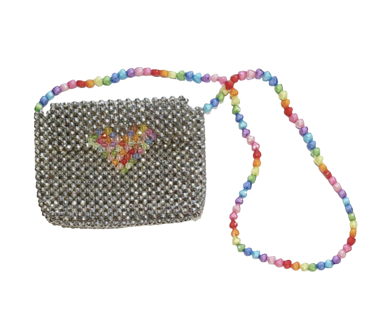 Rainbow Beaded Heart Bag