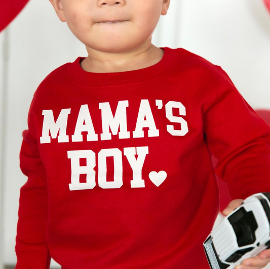 Model Wearing Sweet Wink Mama's Boy Valentine's Day Sweatshirt 